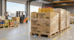 Palette de bidons d'huile de tournesol 5L pour l'exportation en gros.
