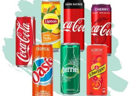 Palette Coca, Fanta, Cherry, Oasis tropico, Perrier, Lipthon, Orangina…etc 33 cl