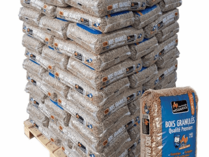 palettes WOODSTOCK Granulés de bois – 144 Sacs de 15 kG